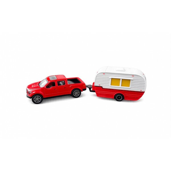 Miniatura Picape e Trailer Vermelho Miniatura Picape e Trailer Vermelho