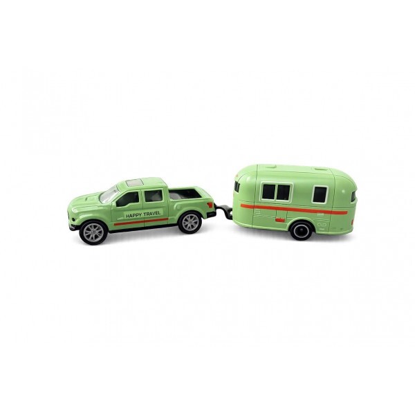 Miniatura Picape e Trailer Verde Miniatura Picape e Trailer Verde