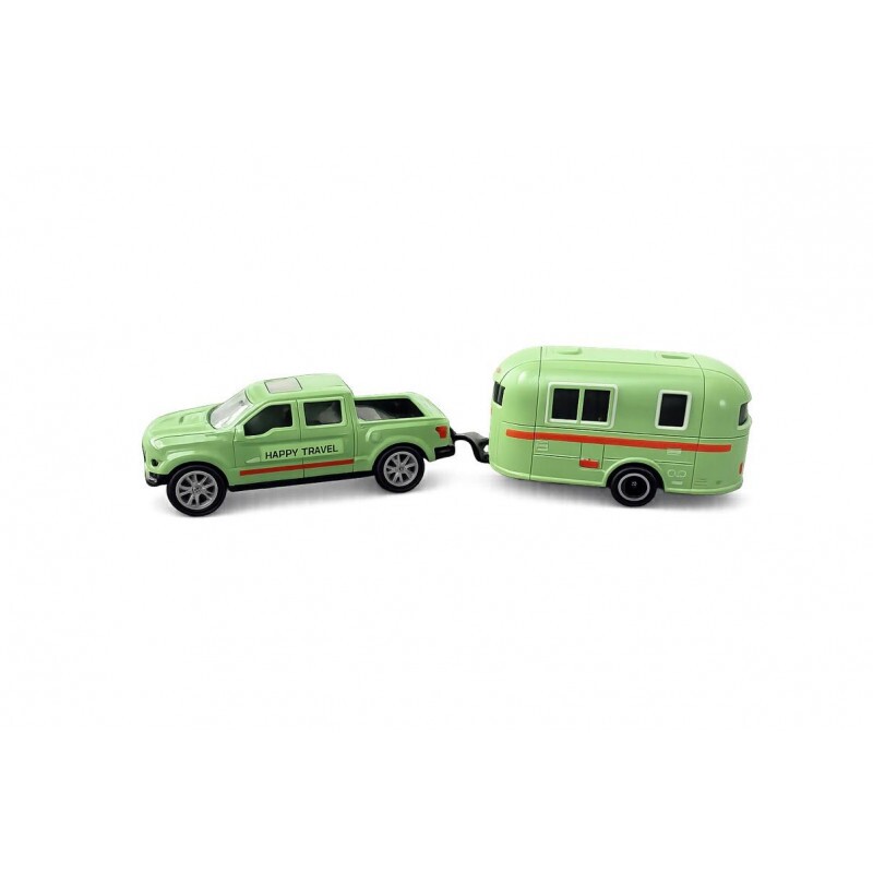 Miniatura Picape e Trailer Verde Miniatura Picape e Trailer Verde